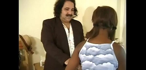  Porn legend Ron Jeremy gives black slut a good fuck in bed